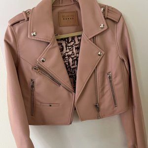 Blank NYC Pink Cropped Faux Leather Jacket Small
